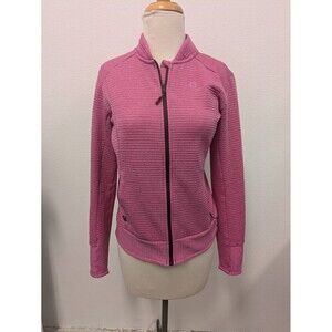 Salomon Pink Track Lightweight Wool Blend Jacket sz M Outdoor Full Zip Mock Neck